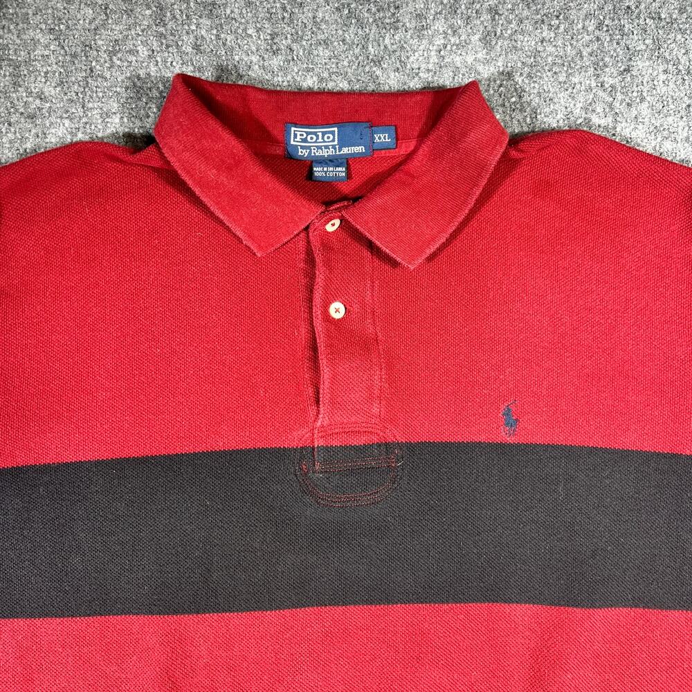 Polo Vintage 90s Ralph Lauren Rugby Shirt 2XL Red Long Sleeve Elbow Patch